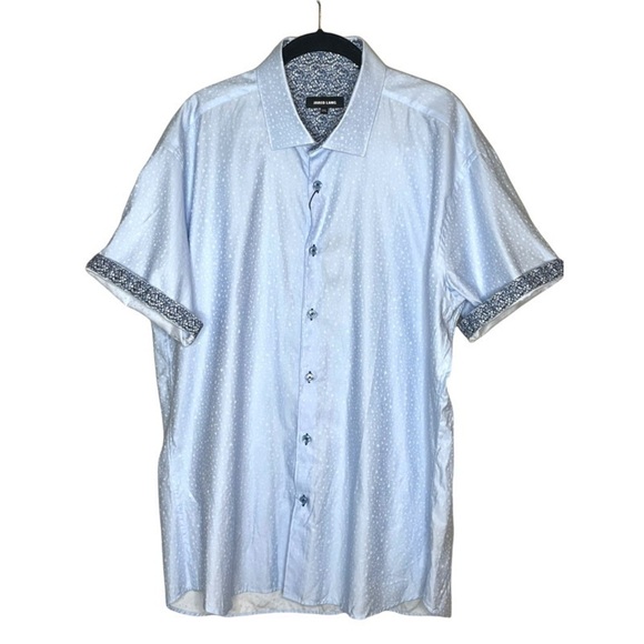 JARED LANG Lt Blue Alphabet Button Down Shirt - Picture 1 of 4